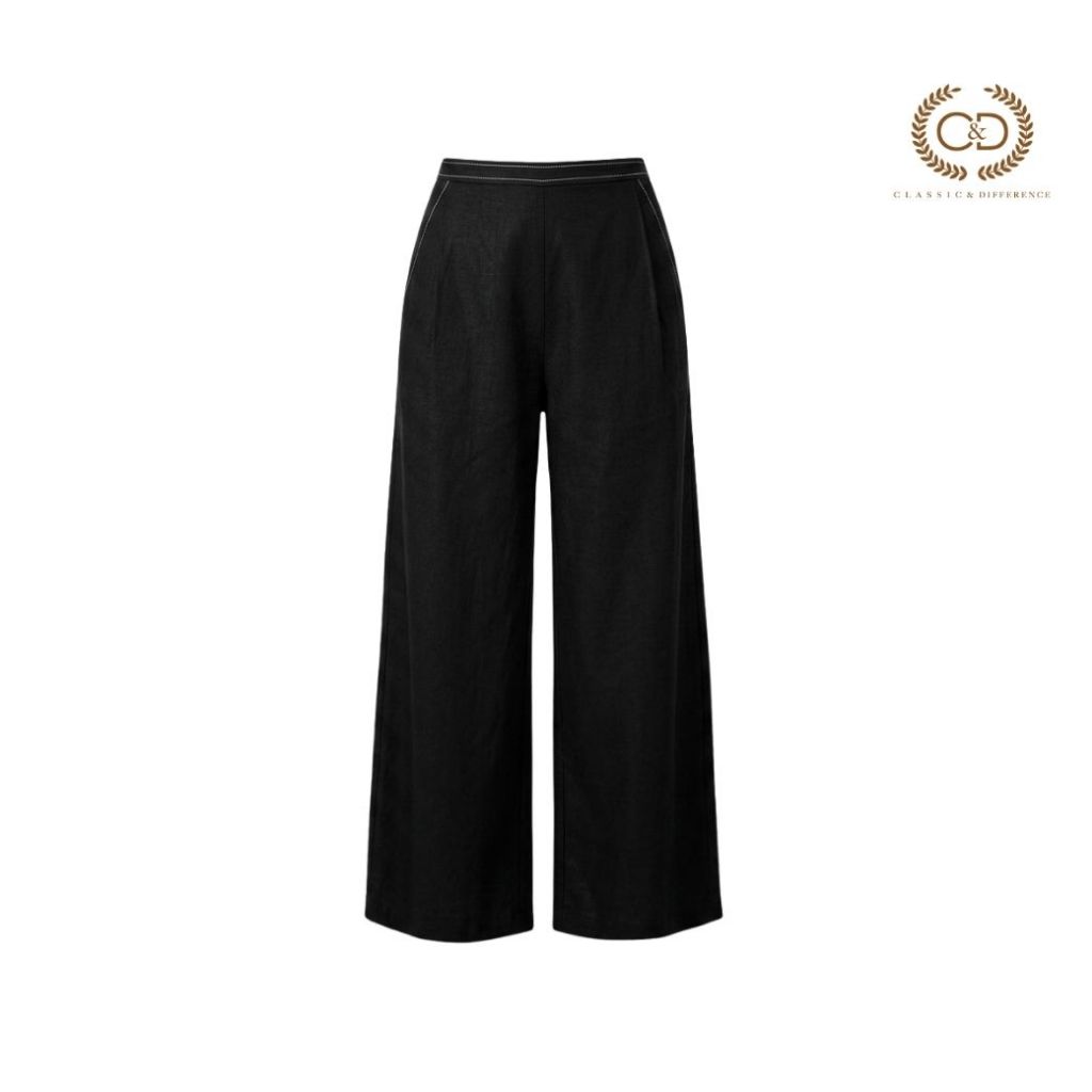 C&D Woman's pants Cotton Fusion Palazzo pants กางเกง ขายาว ขาตรง สีดำ C9BUBL