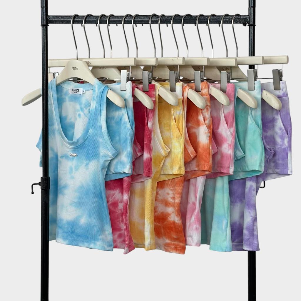 Atipa - Ocean Crush Set ชุดเซ็ตเสื้อกล้ามและกางเกงขาสั้น ผ้ามัดย้อม ยืดเยอะ ใส่สบาย