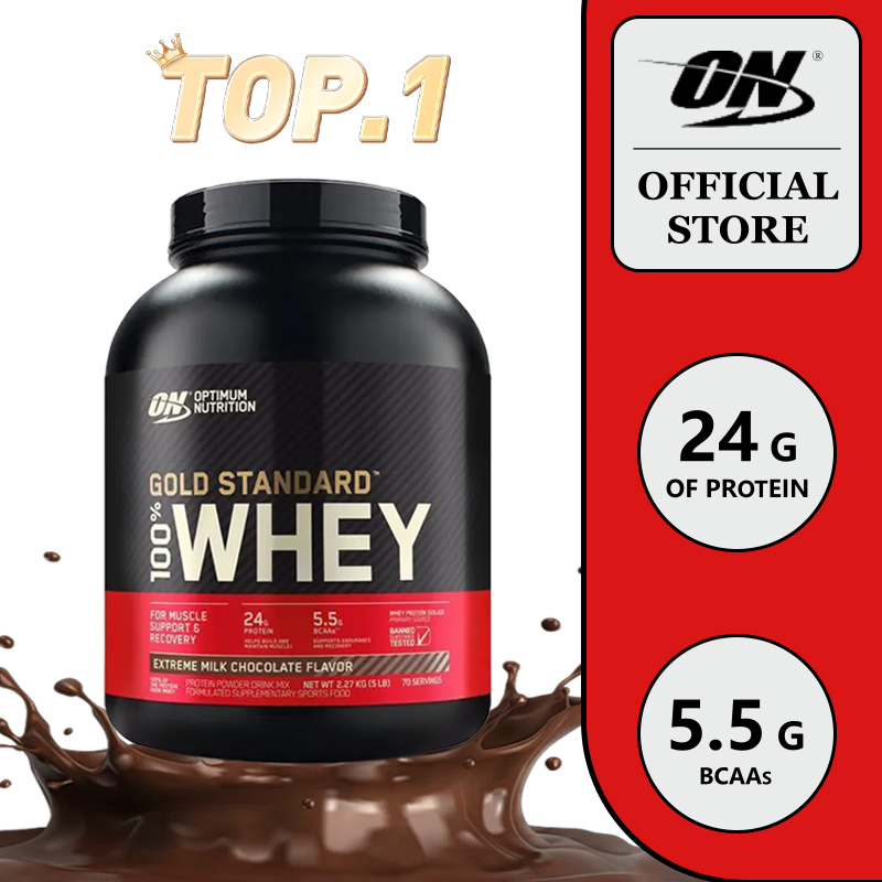 Optimum Nutrition(ON) Gold Standard 100%Whey Protein (5LBS) รสชาติ ชงง่าย ช่วยเพิ่มกล้ามเนื้อและแรง