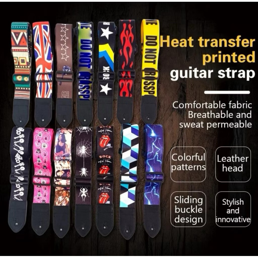 สายสะพายกีตาร์ มีหลายลายให้เลือกผ้าPolyester ผ้านิ่มมากๆเกรดพรีเมี่ยม สายปรับระดับได้