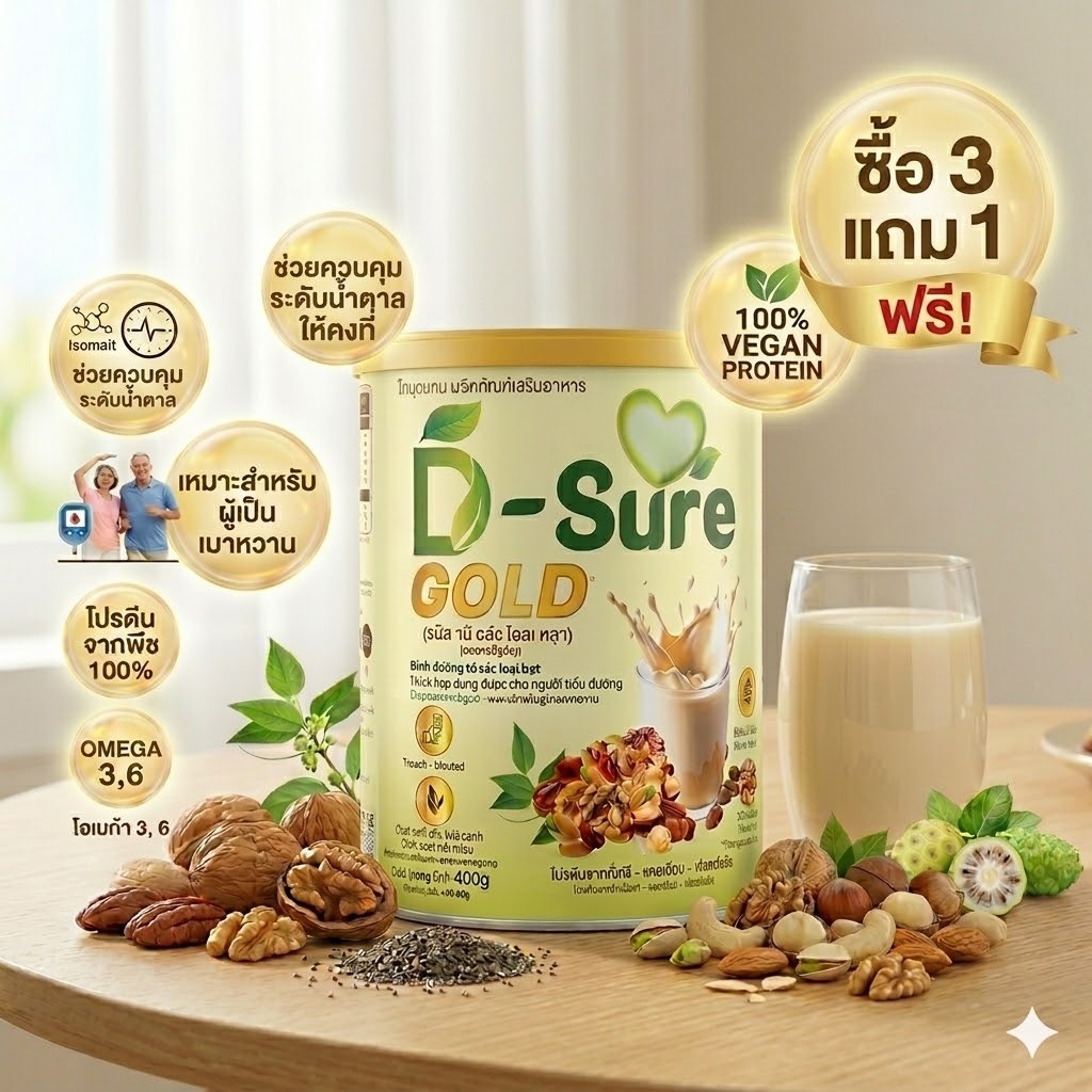 D-Sure Gold โปรพิเศษ ซื้อ 3 แถม 1 ซื้อ 4 แถม 2 วันนี้เท่านั้น!