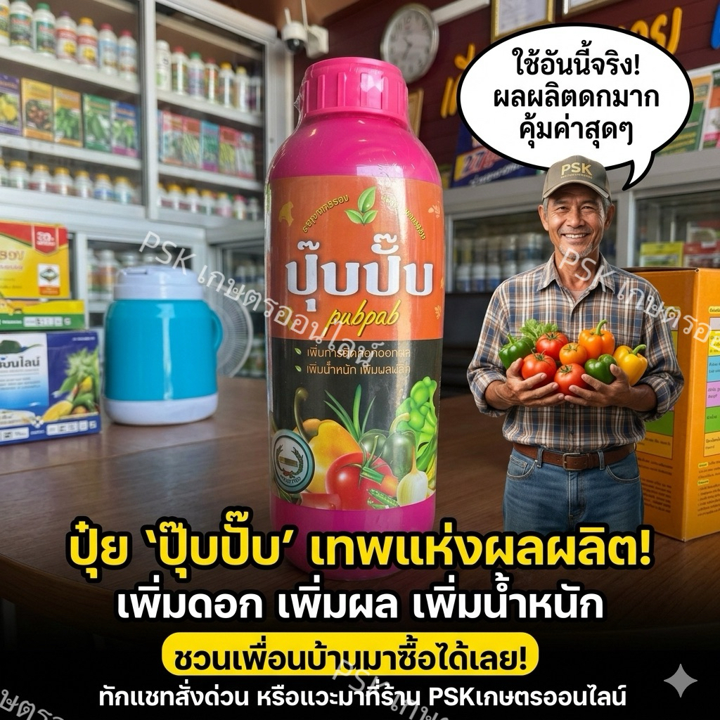 ปุ๊บปั๊บ หวีทอง ขนาด 1 ลิตร แมกนีเซียม + โบรอน สูตรเข้มข้น ช่วยให้พืชโตไว ใบเขียวเข้ม เพิ่มน้ำหนัก แตกกอ