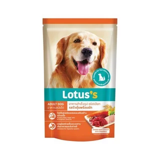 [ทั้งหมด 12 ชิ้น] โลตัส อาหารสำหรับสุนัขโต ชนิดเปียก แบบซอง ขนาด 130 กรัม LOTUSS POUCH FOR ADULT DOG 130 G.
