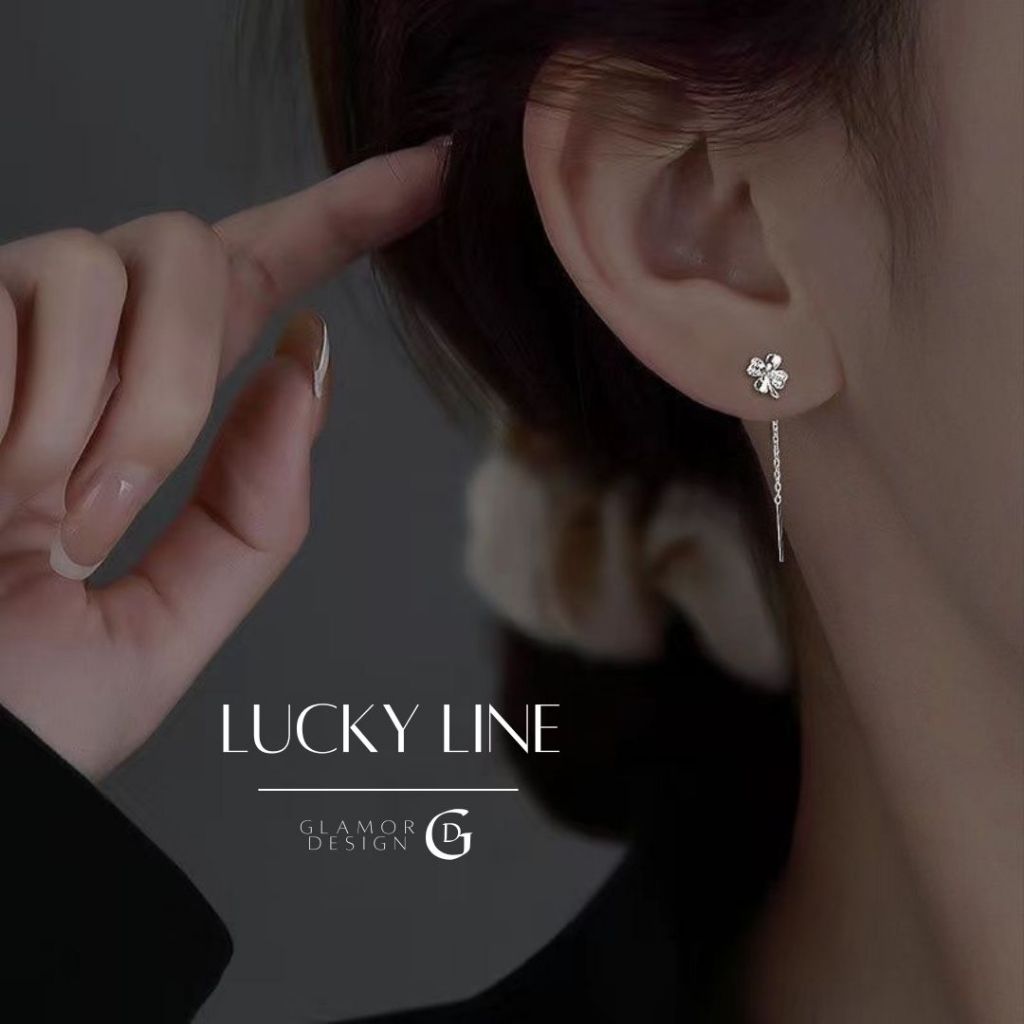 ต่างหูเงินแท้ Lucky Line ใบโคลเวอร์สี่แฉก สวยนำเทรนด์ ใส่ได้ทุกวัน