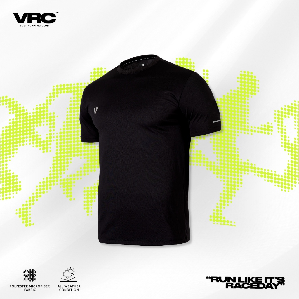 VOLT Acce 004 Running Academy Black เสื้อวิ่ง เสื้อกีฬา ออกกำลังกาย สีดำ ผ้าเบา แห้งไว ระบายอากาศ