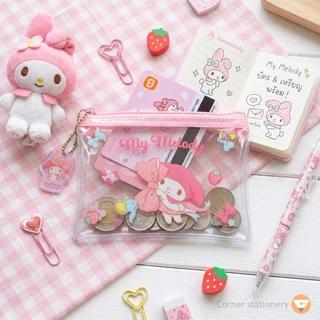 กระเป๋าใบเล็ก ลาย Sanrio ลิขสิทธิ์แท้ รุ่น 008 ขนาด 9x12 ซม.เนื้อพลาสติก PVC ใสอย่างดี ใส่เหรียญ