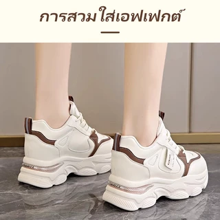 รองเท้าผ้าใบส้นหนา สินค้ามาใหม่ ระบายอากาศได้รองเท้าผ้าใบ รองเท้าผ้าใบแฟชั่นผู้หญิง พื้นหนากันลื่น ลำลอง และสะดวกสบาย