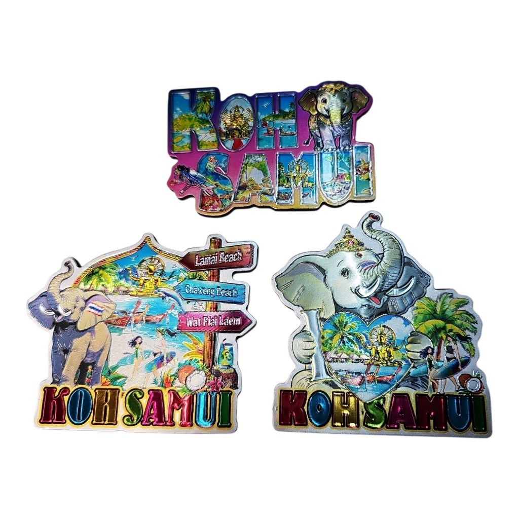 JGแม่เหล็กติดตู้เย็นลายช้างไทย เมืองท่องเที่ยว Thailand Bangkok Phuket Pattaya Krabi Koh Samui ของฝากไทย ราคา ถูกที่สุด ดีลบีเคเค แกลเลอรีภาพที่ 9