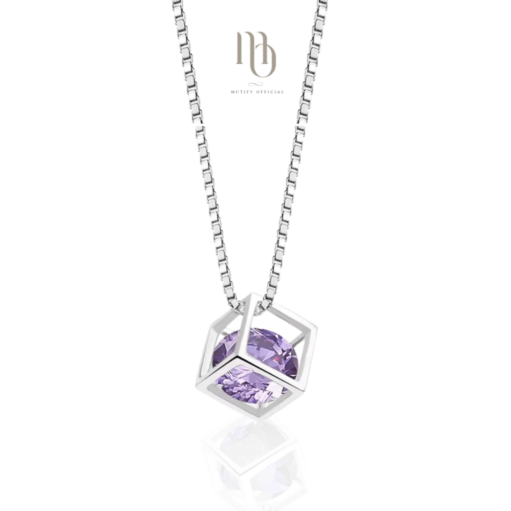 [Free Gift Box] Mutify - Amethyst ม่วงมนตรา - สร้อยคอหินมงคล เงินแท้ ชุบทองคำขาว - เสริมโชคลาภการงาน ความรัก สุขภาพ