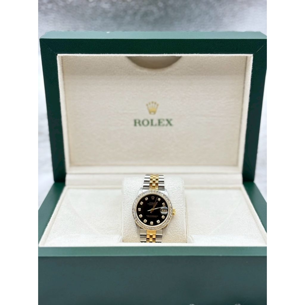 Rolex Datejust ของแท้ มือสอง▪️Boysize 31mm​.▪️หน้าดำหลักเพชรเบ้าใหญ่▪️สายจูบิลี่ 2k ข้างตัน▪️พร้อมขอ