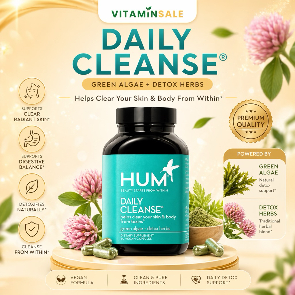 HUM Daily Cleanse 60 Vegan Capsules ดีท็อกซ์สมุนไพรและสาหร่ายในแคปซูลวีแกน