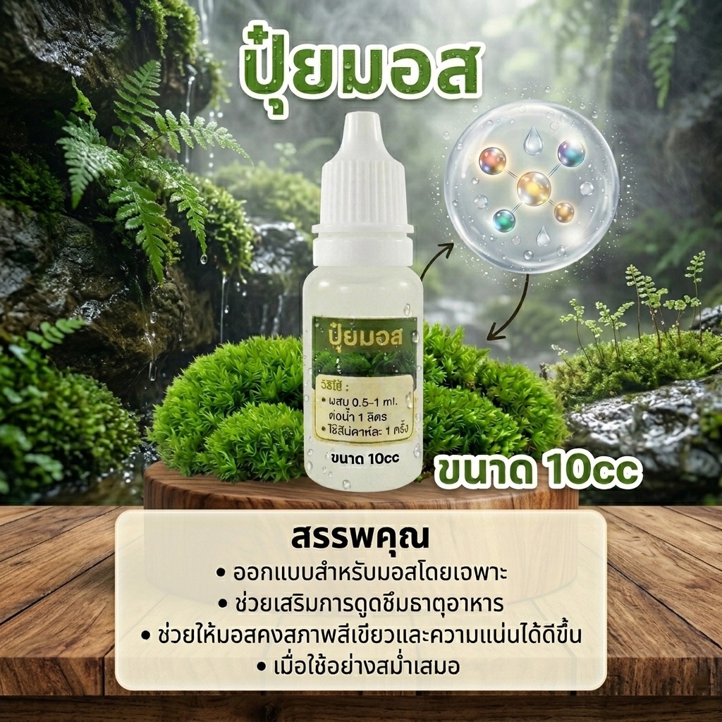 อาหารเสริมมอสดิน Moss ปุ๋ยมอส บำรุงมอสให้เขียวขจี ช่วยการแตกมอสใหม่ โตดีขึ้นเขียวขึ้น