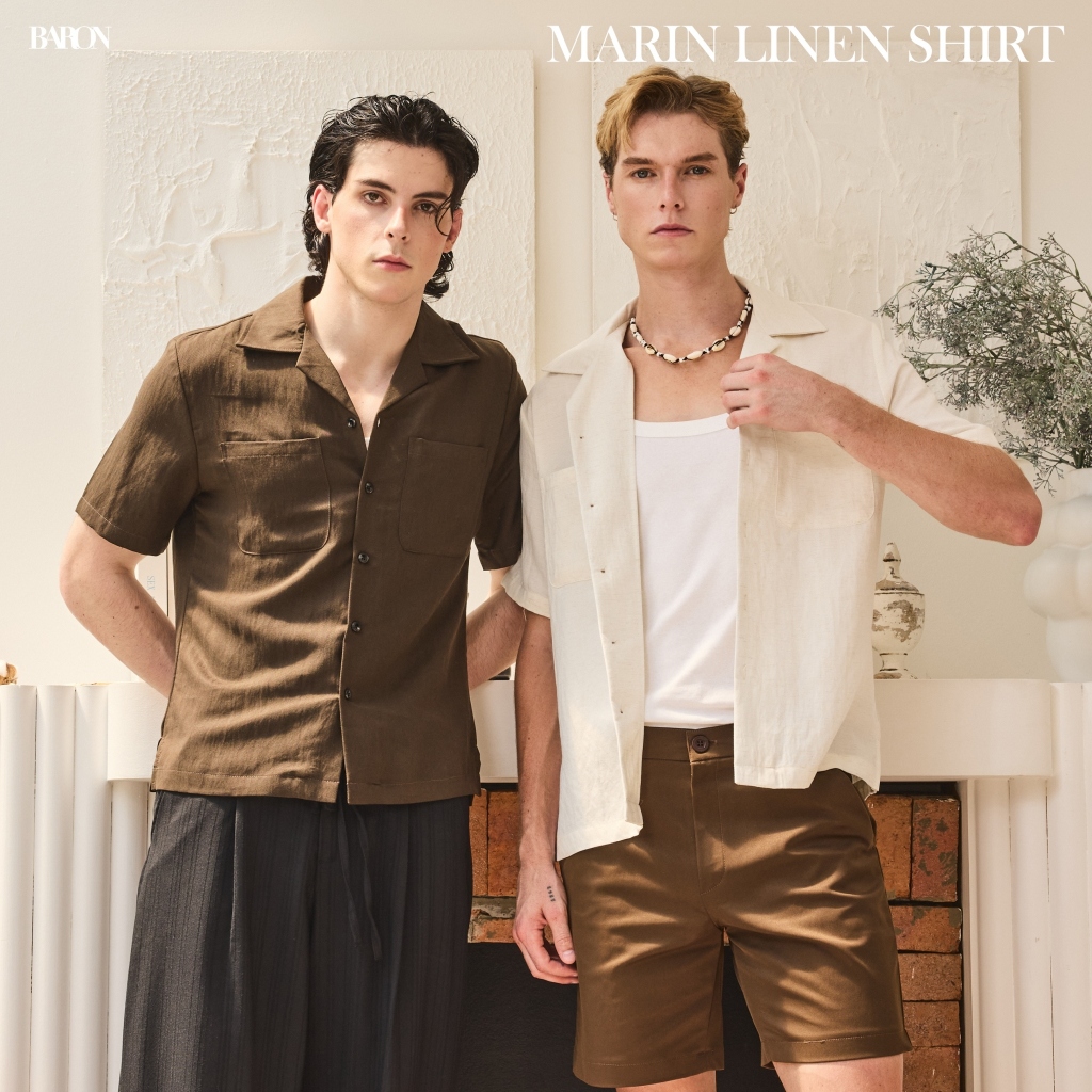 BARON – Marin Linen Shirt เสื้อเชิ้ตลินินแขนสั้นระบายอากาศดี ใส่สบาย ไม่ร้อน