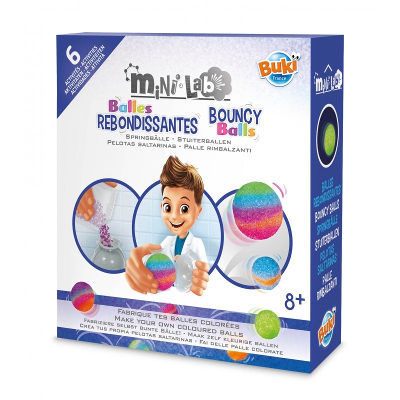 Buki France เซต DIY ทำลูกบอลเด้งดึ๋งหลากสี (เรืองแสงได้) Mini Lab Bouncy Balls