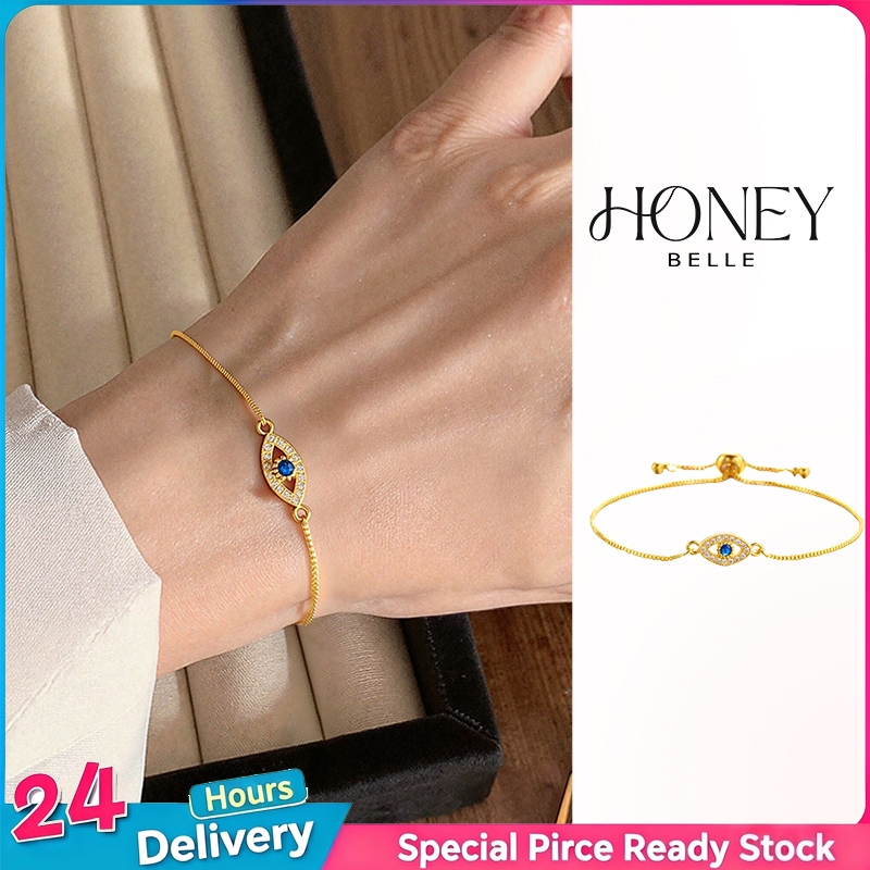 HONEY BELLE✨กำไลข้อมือชุบทองจี้ตาชั่วร้าย สไตล์วินเทจ แฟชั่นเรโทร สำหรับผู้ชายและผู้หญิง