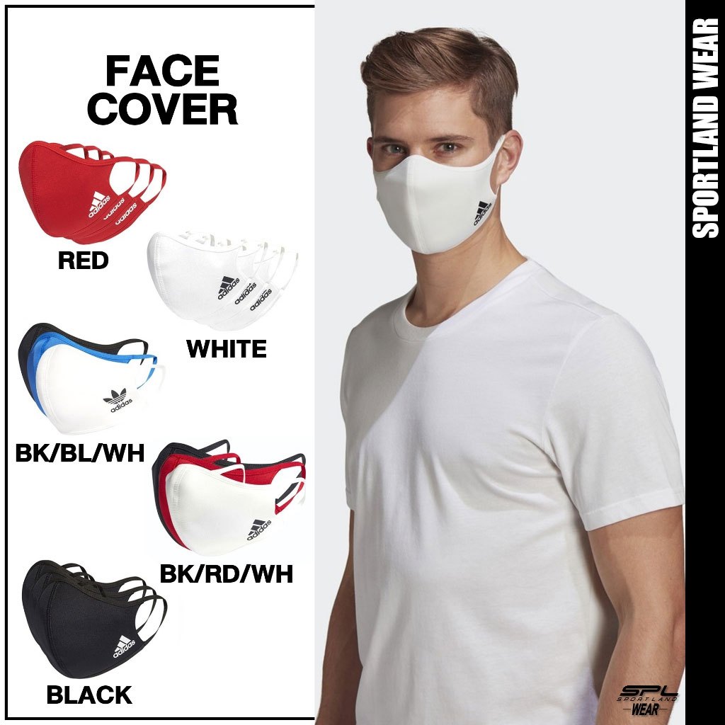 Adidas หน้ากากผ้า ผ้าปิดปาก 1 Pack มีสินค้า 3 ชิ้น Face Cover 3P Mask (450) EOSS