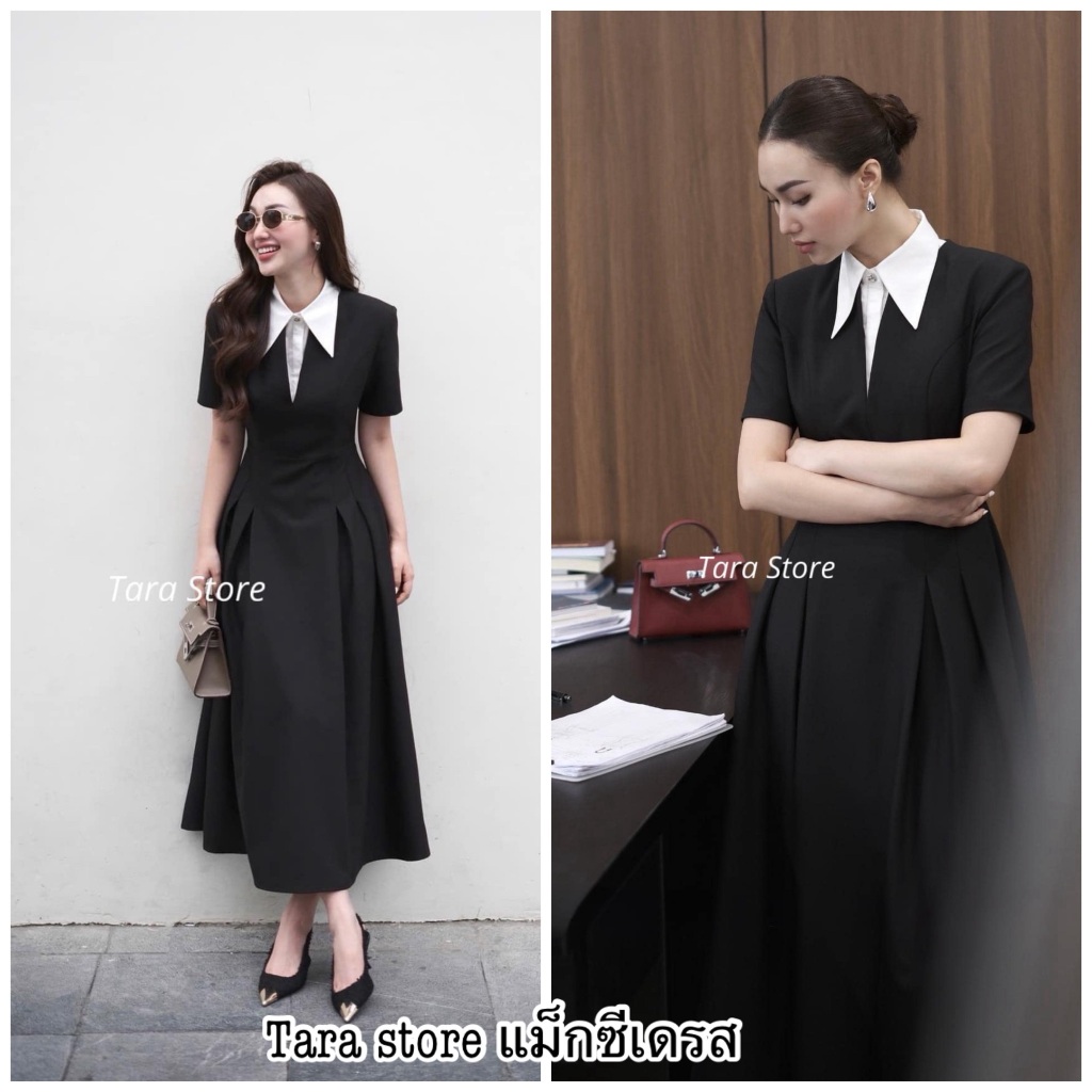 Tarastore แม็กซี่เดรส สีดำลุคผู้ดี และดูแพง #G543.4