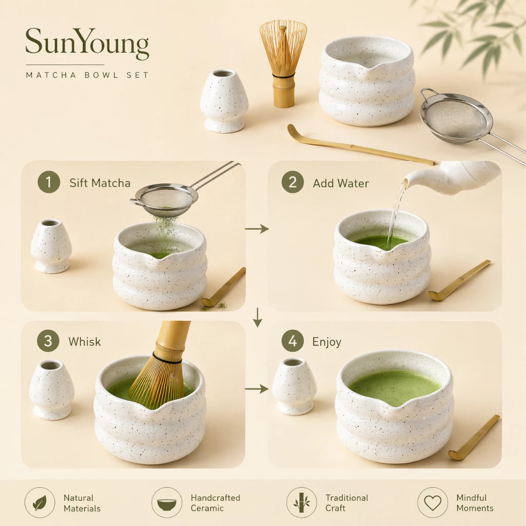 🍵ชุดชงมัทฉะ 5 ชิ้น กล่องหรู chawan matcha set bowl งานคราฟต์ระดับมาสเตอร์ จากญ✨ ถ้วยชงมัทฉะ ถ้วยชงชาเขียว แปรงชงชา thumbnail 5
