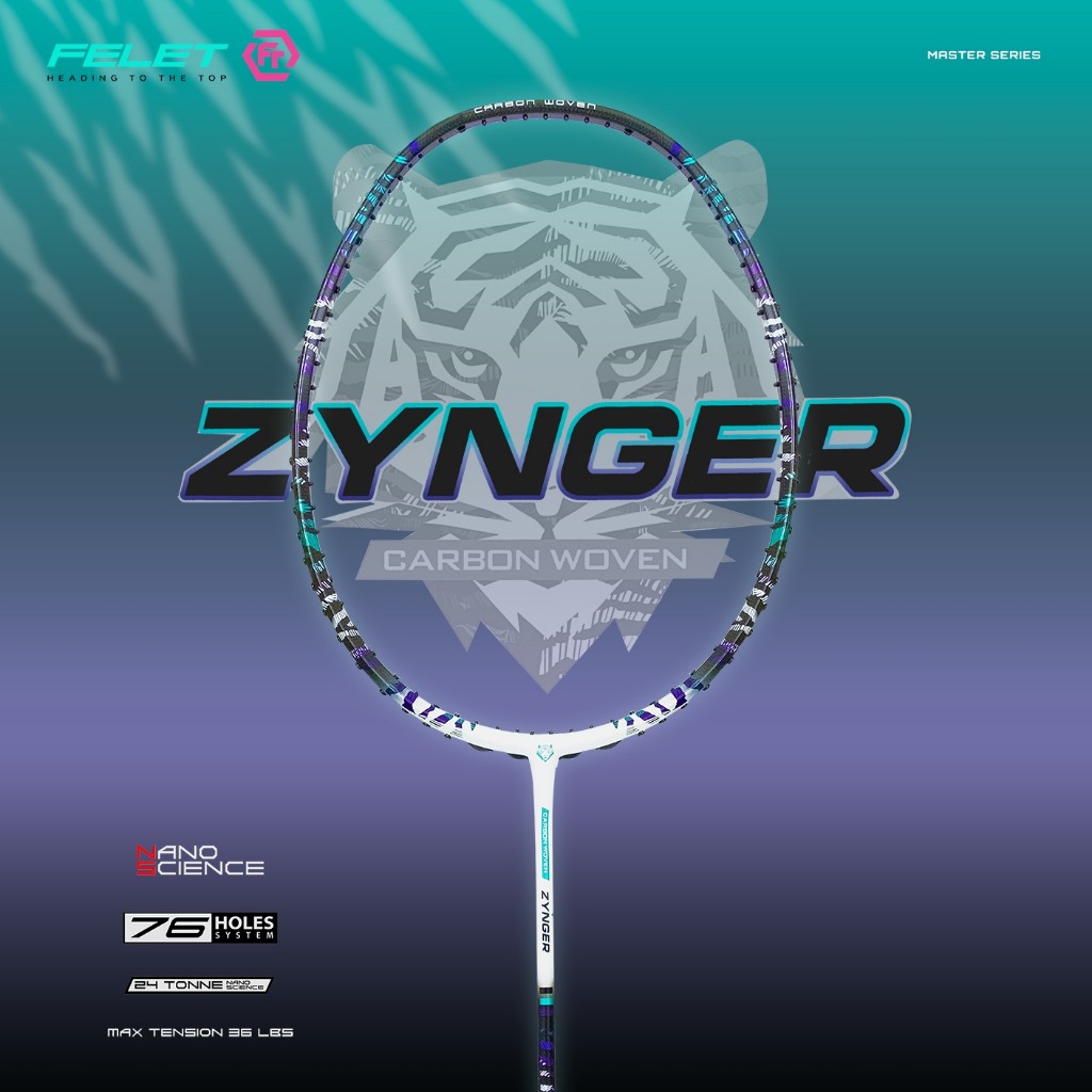 FELET CARBON WOVEN ZYNGER ไม้แบดมินตัน แถมเอ็น+กริป+ซอง(ประกันไทย)