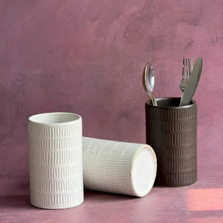 โถสำหรับใส่ช้อนส้อม ใส่ปากกาเครื่องเขียน โถ โหล กระบอกเซรามิค Kitchen Utensil Holder Cereamic - AT1CERAMIC