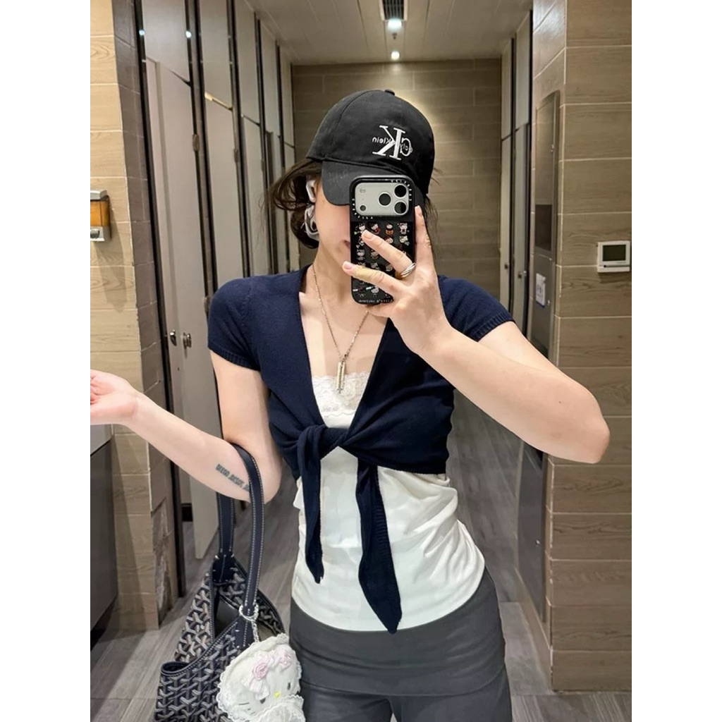 9238# Set 2 pcs เสื้อเกาะอกช่วงอกแต่งลูกไม้ + เสื้อคลุมแขนสั้นผูกโบว์หน้า เนื้อผ้าดี งานสวย  TAG:WG.WE ราคา ถูกที่สุด ดีลบีเคเค แกลเลอรีภาพที่ 9