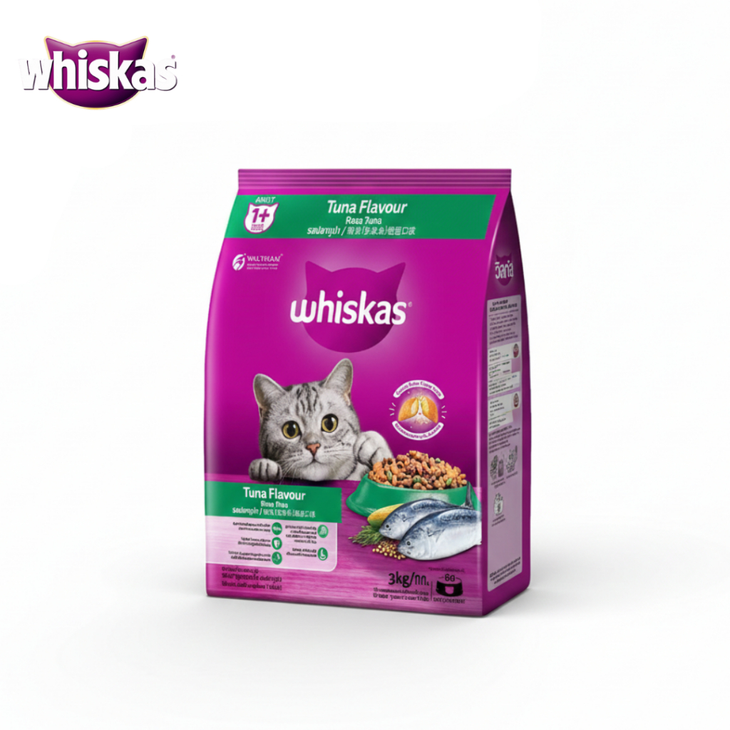 WHISKAS อาหารเม็ดแมวโต 3kg แมวกินง่าย โภชนาการครบ รสอร่อย สำหรับทุกวัย Adult Cat Food Petus Kingkaew