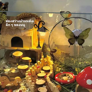 [hamster travel]ไฟประดับสวนรูปกรงแฮมสเตอร์ ไฟถนนแบบ LED ของตกแต่งรังแฮมสเตอร์และเม่น