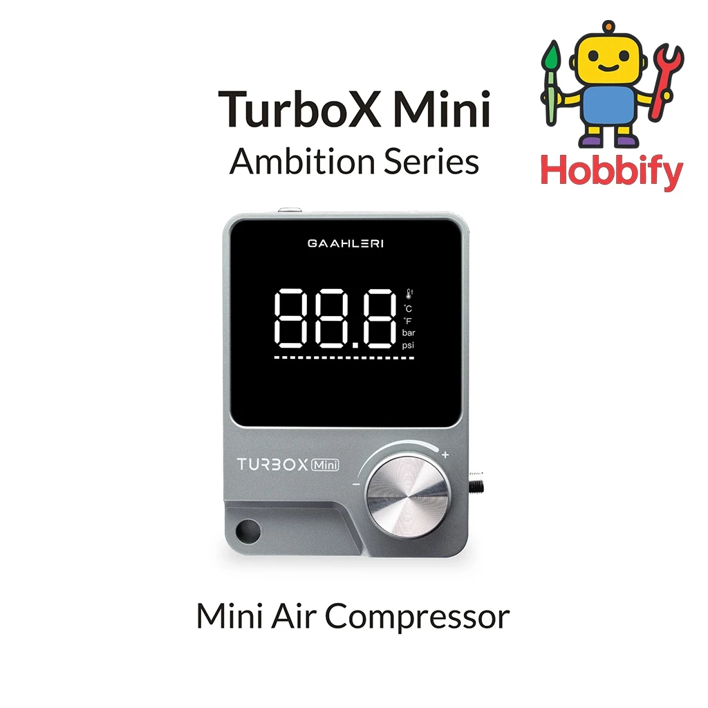Gaahleri Turbox Mini ปั๊มลมมินิแอร์บรัช รับประกัน 3 ปี | ปั๊มลมพกพา พ่นสีโมเดล หน้าจอดิจิทัล เสียงเงียบ