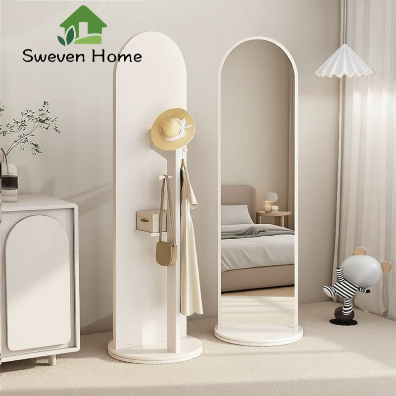 Sweven Home กระจก กระจกยาว กระจกเต็มตัว กระจกตั้งพื้นกระจก มินอมอลกระจกแต่งตัวตั้งพื้นกระจกหมุนได้กระจกเต็มตัวมีที่เก็บข