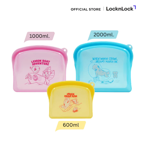 LocknLock ถุงซิปล็อกซิลิโคน Silicone Zipper Bag รุ่น Balloon Friends (600/1,200/2,000 ml.)