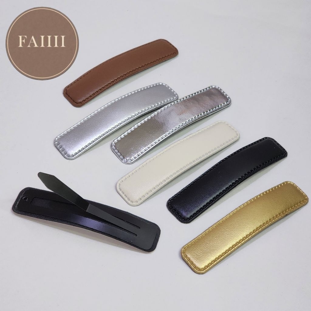 ราคา1/คู่ กิ๊บหนีบผมหนัง PU มินิมอล  สไตล์เรียบหรู•