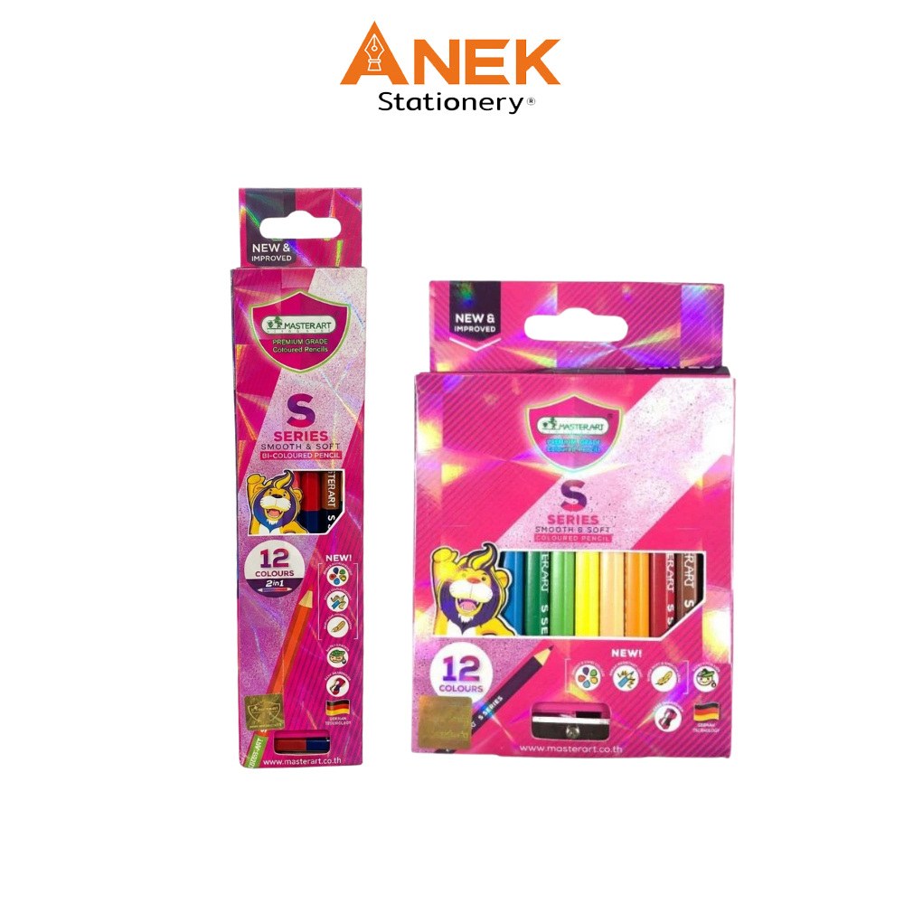 Master Art มาสเตอร์อาร์ต สีไม้ ดินสอสีไม้ แท่งสั้น 12 สี รุ่นซุปเปอร์ไบรท์ จำนวน 1 กล่อง