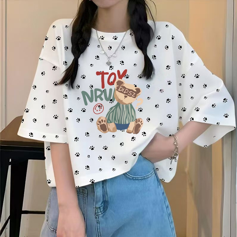 เสื้อครอปผู้หญิงสาวอวบน่ารัก oversize เสื้อผ้าคนอ้วนไซส์ใหญ่ 40-90กิโลกรัมสวยๆ เสื้อยืดแขนสั้นผู้หญิงแฟชั่นฤดูร้อนมาใหม่
