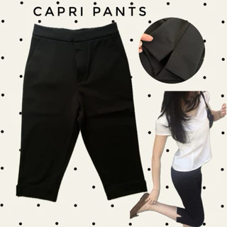 capri pants กางเกงคาปรีผ่าข้างปลายขา ผ้าโรเชส ตะขอ+ซิปหน้า s-XXL