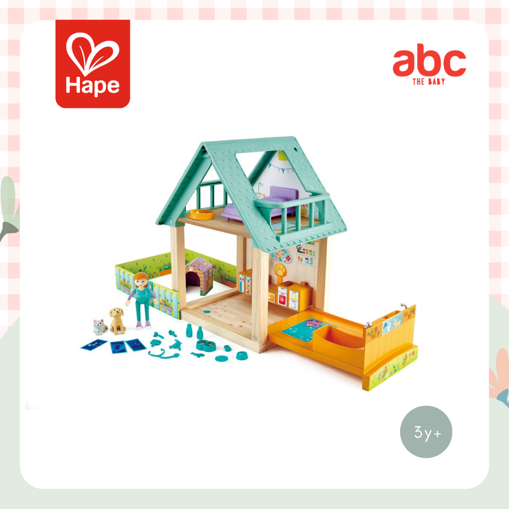 Hape ของเล่นไม้ ชุดบ้านสัตว์เลี้ยง Furry Friend Vet Set ของเล่นเสริมพัฒนาการ 3 ปี ขึ้นไป