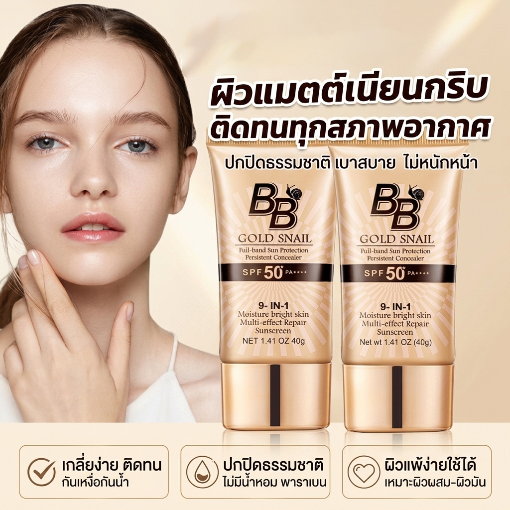 รองพื้นบีบีครีม ครีมกันแดดหน้า คอนซีลเลอร์ BB cream แบบหลอด คอนซีลเลอร์ แบบน้ำ ครีมรองพื้น ปกปิดดี