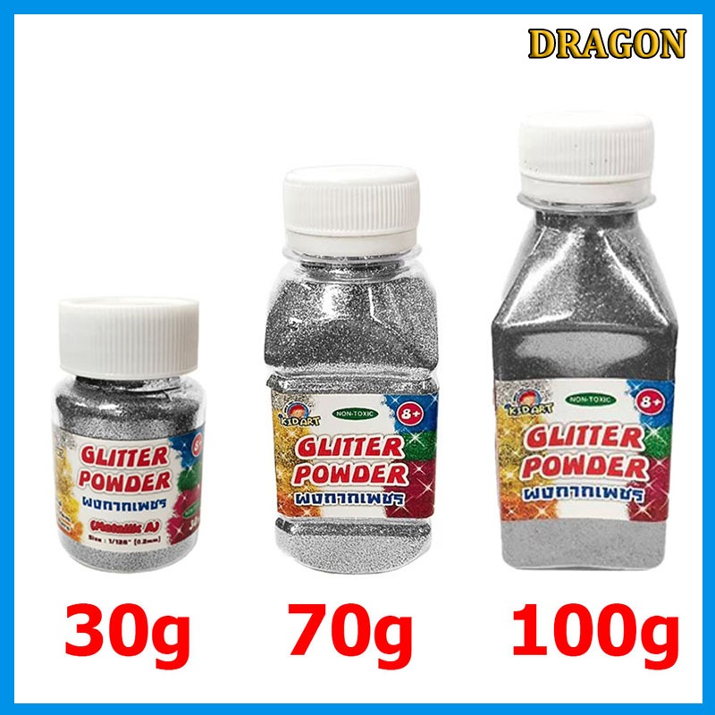 ผงกากเพชรเมทัลลิก 3 ขนาด 30/70/100 กรัม ผงวิบวับตกแต่งงานศิลปะ DIY งานฝีมือ สีเมทัลลิกคุณภาพดี