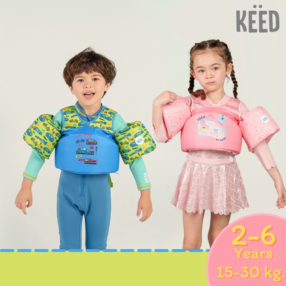 ✨NEW✨ KEED ชูชีพห่วงพยุงมีปลอกแขน สีพีช Sunny Splash & สีเขียว Speed Squad สำหรับน้องอายุ 2-6 ปี