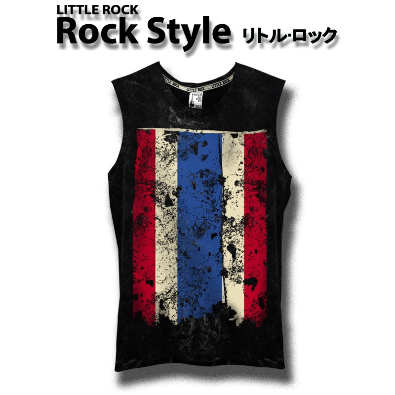 เสื้อยืด คอกลม แขนกุด ผ้าดำฟอก Little Rock ลาย ธงไทย ผ้าเนื้อนุ่ม ใส่สบาย เหมาะกับหน้าร้อน มีสไตล์ ของแท้ สินค้าพร้อมส่ง