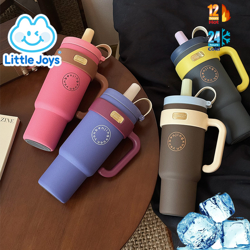 แก้วน้ำเก็บอุณหภูมิ 1000ml แบบหลอด เซรามิกเคลือบด้านใน เก็บความเย็นได้นาน แก้วน้ำพกพา ใส่ในรถได้ สไตล์มินิมอล