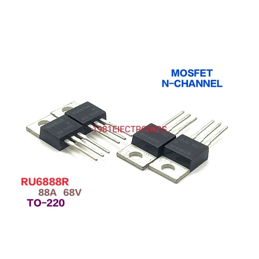ราคา 1ตัว 👉👉 RU6888R RU6888 6888R MOSFET N-Channel TO-220 88A 68V Power Mosfet  พาวเวอร์มอสเฟต 3ขา
