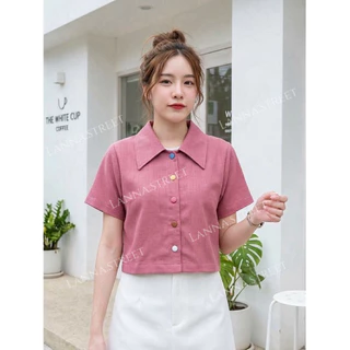 เสื้อคอปกปีกใหญ่ ผ้าฝ้าย