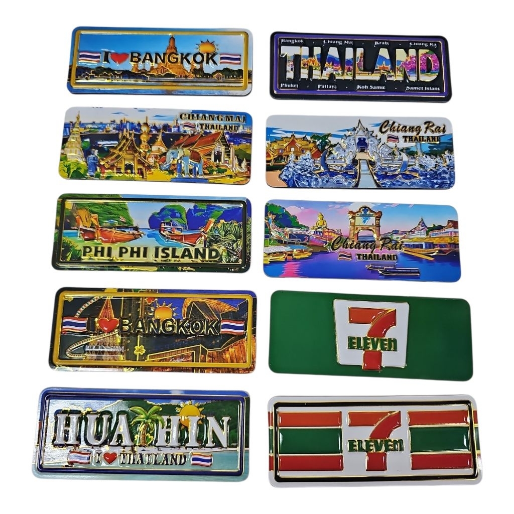JVแม่เหล็กติดตู้เย็นโลหะ ลาย THAILAND กรุงเทพ ของฝากไทย พรีเมียม Magnet Souvenir Thailand