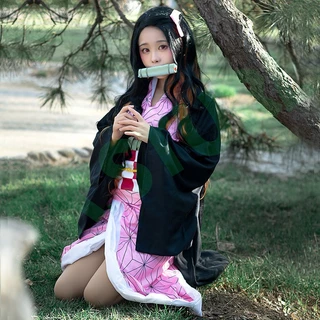 Nezuko Cosplay กทมชุดเนซึโกะ ชุดครอสเพลย์ดาบพิฆาตอสูร ชุดคอสเพลย์ รักษาสิ่งแวดล้อม อ่อนโยน