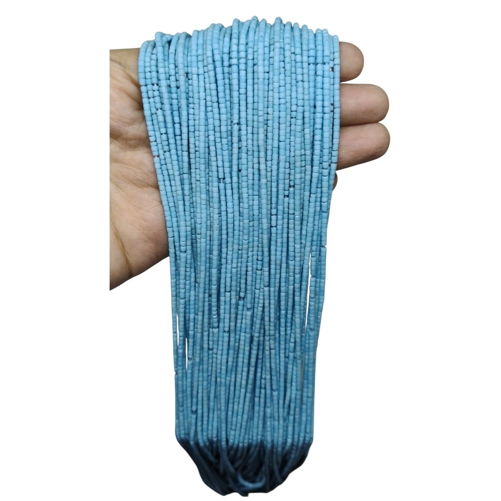 ลูกปัดแก้วสีฟ้า 1 เส้น 2 มม. 13.5 นิ้ว อะไหล่ร้อยเครื่องประดับ อะไหล่ร้อยสร้อย Transparent Blue Glass Seed Heishi Beads