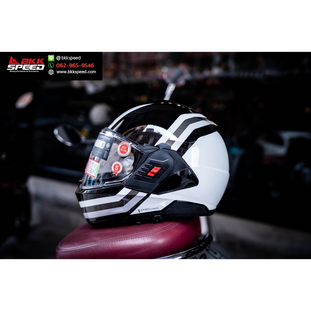 Nolan N120-1 LINEO Black White (348) หมวกกันน็อคแบFlipback ใช้งานได้2แบบ เต็มใบ หรือ openface (ECE R