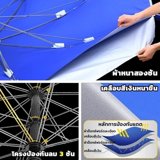 【ร่มสนาม 52นิ้ว】ร่มใหญ่ 2/2.4m ร่มกันแดดสนามใหญ่ เคลือบ 2300D ปรับระดับได้ กันลม UV กันแดด กันฝน ร่มชายหาด ร่มแม่ค้า จัด