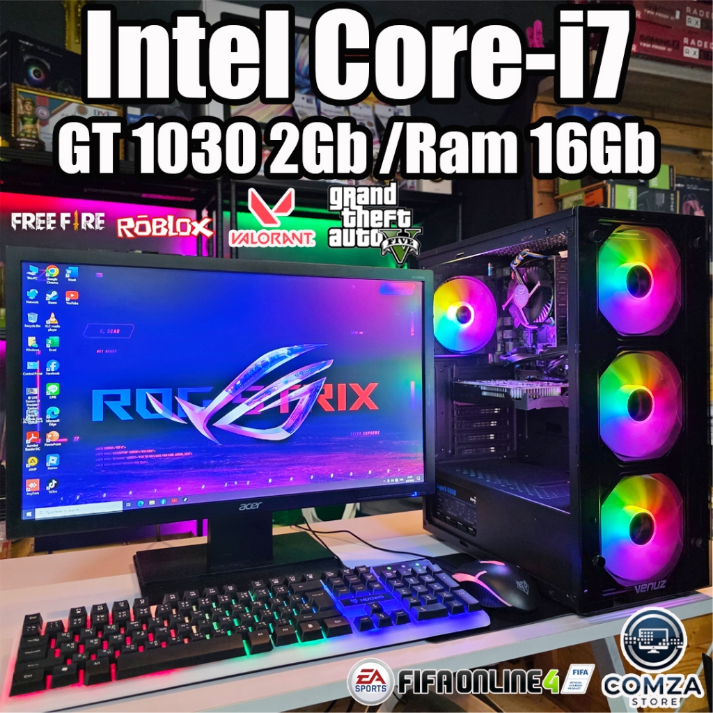 คอมพิวเตอร์ Core-i7 /GT 1030 2Gb เล่นเกมส์ GTA V /Free Fire /Valorant /Roblox ( Pc1818 )
