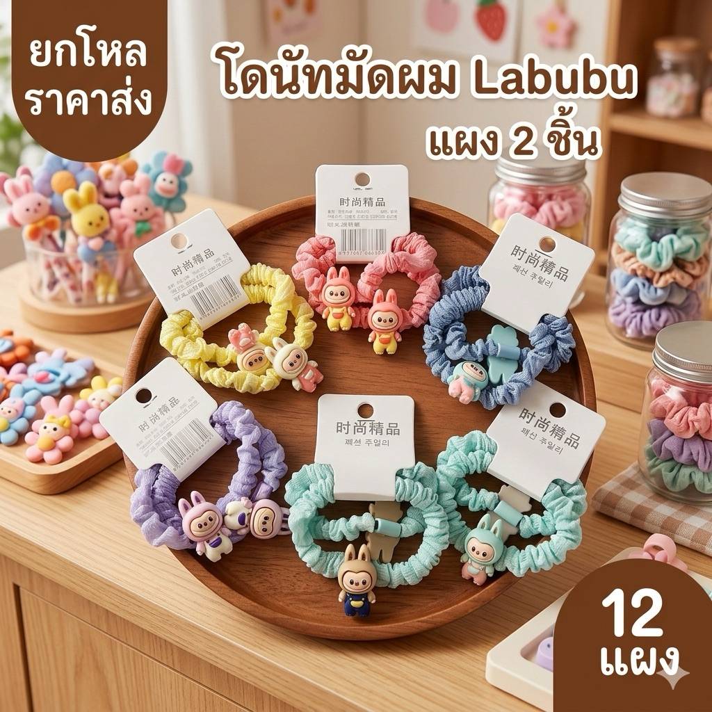 ยกโหล A0262 โดนัทมัดผม 12 แพค 1 แพคมี 2 ชิ้น