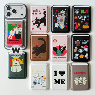 wapple-MagSafe Wallet Card Stand ลายการ์ตูน กระเป๋าติดโทรศัพท์ใส่บัตรได้2ใบ
